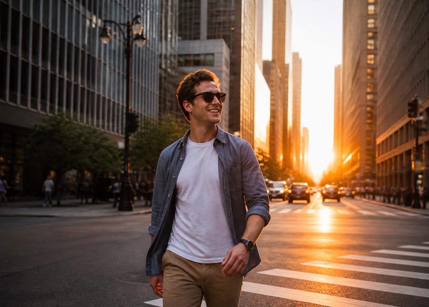 Traveler exploring Manhattan luggage-free